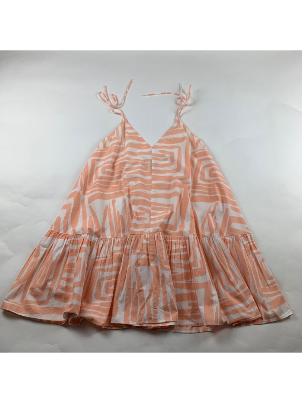 Maeve Peach Abstract Printed Cotton Mini Dress M